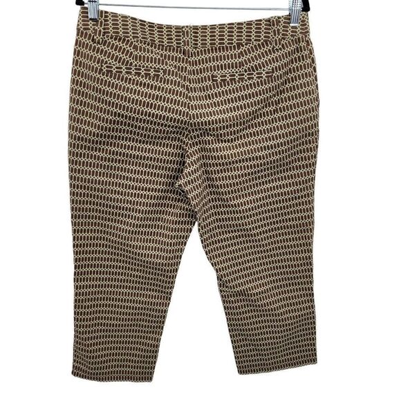 Tommy Bahama Capri Pants 12 Brown Mod Geometric Print Stretch Cotton Resort - Picture 3 of 13